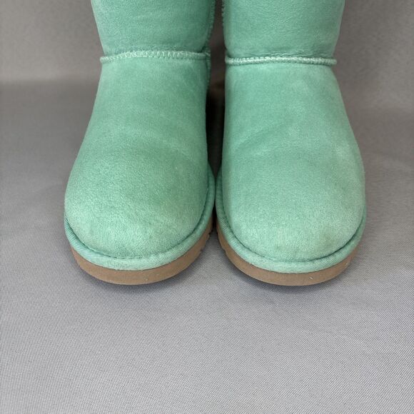 Women's UGG Boots Sz 7 Bailey Bow SFSP Aqua Suede Coquette Light Green Blue - Picture 8 of 16